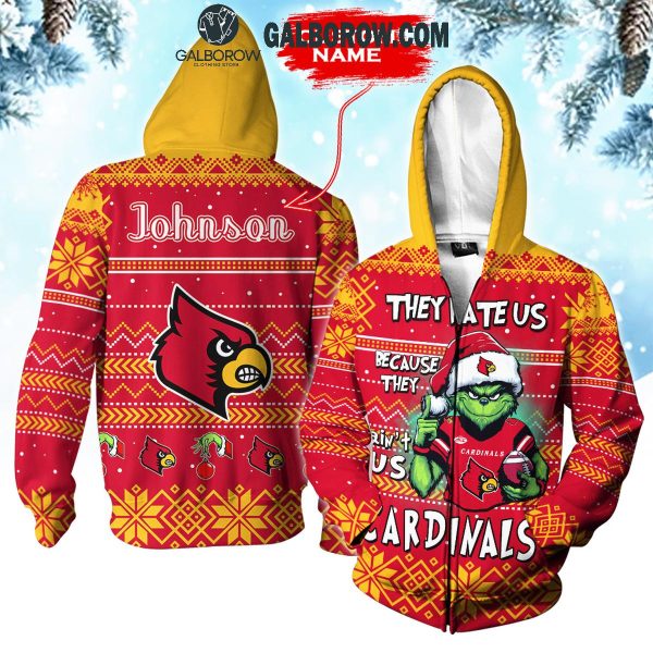 Louisville Cardinals They Hate Us Christmas Grinch Personalized Hoodie T-Shirt