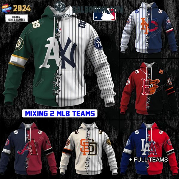 Major League Baseball MLB Mix 2 Team Sports Fan 2024 Personalized Hoodie T-Shirt