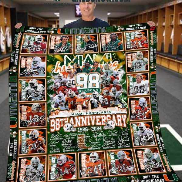 Miami Hurricanes 98th Anniversary 1926-2025 Fleece Blanket Quilt