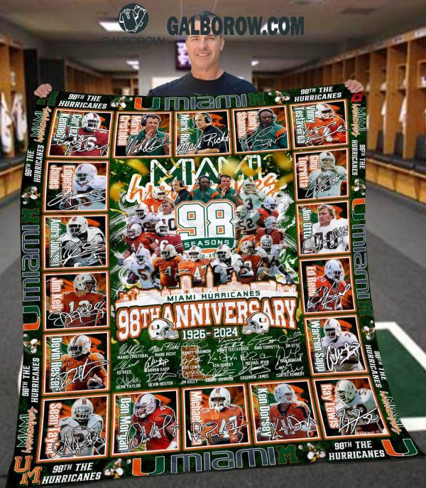 Miami Hurricanes 98th Anniversary 1926-2025 Fleece Blanket Quilt