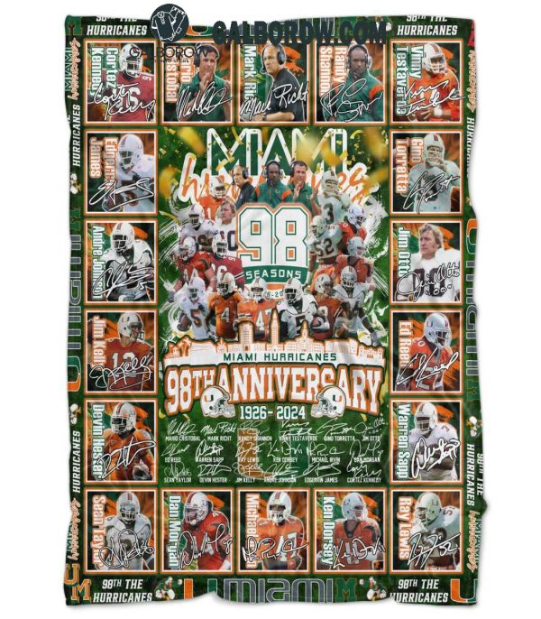 Miami Hurricanes 98th Anniversary 1926-2025 Fleece Blanket Quilt