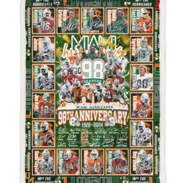 Miami Hurricanes 98th Anniversary 1926 2025 Fleece Blanket Quilt