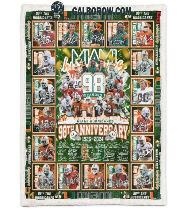 Miami Hurricanes 98th Anniversary 1926-2025 Fleece Blanket Quilt