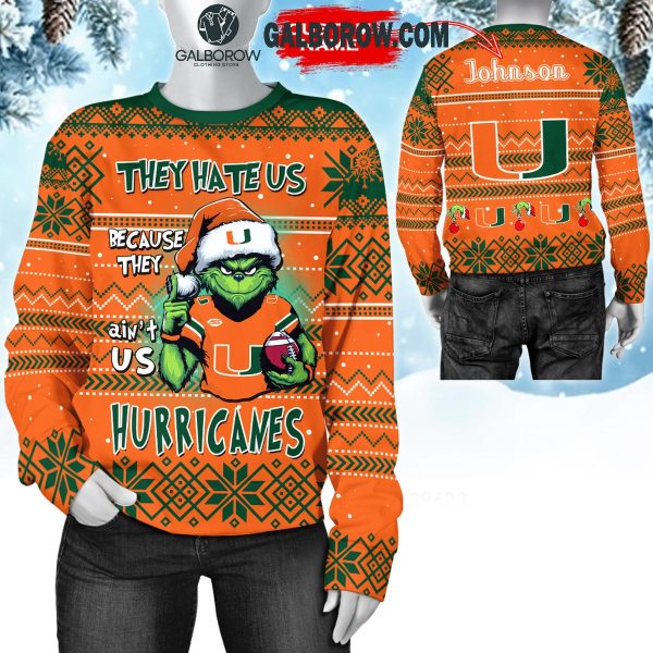 Miami Hurricanes They Hate Us Christmas Grinch Personalized Hoodie T-Shirt