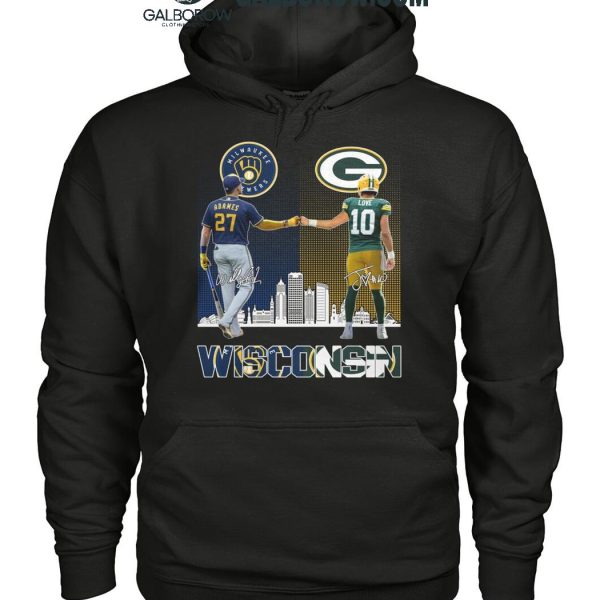 Milwaukee Brewers 2024 Willy Adames Green Bay Packers Jordan Love T Shirt