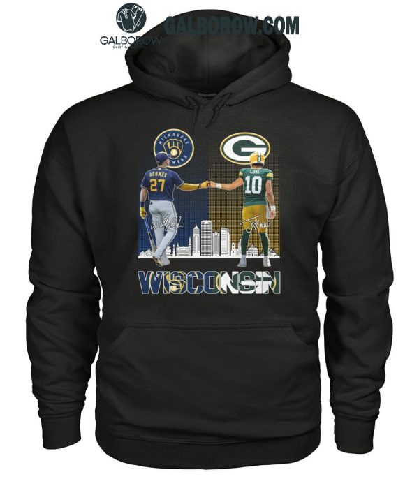 Milwaukee Brewers 2024 Willy Adames Green Bay Packers Jordan Love T-Shirt