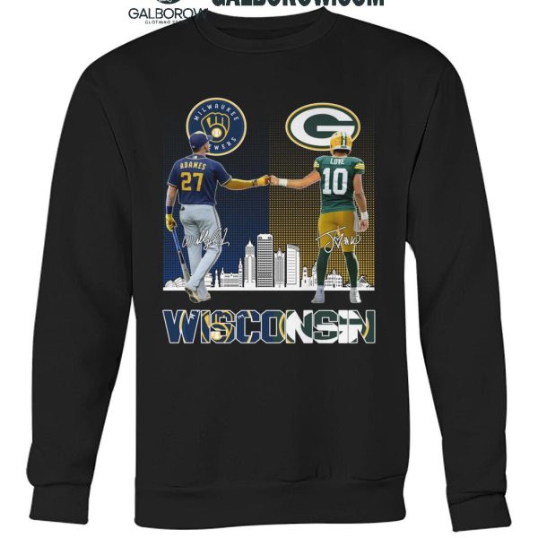 Milwaukee Brewers 2024 Willy Adames Green Bay Packers Jordan Love T Shirt