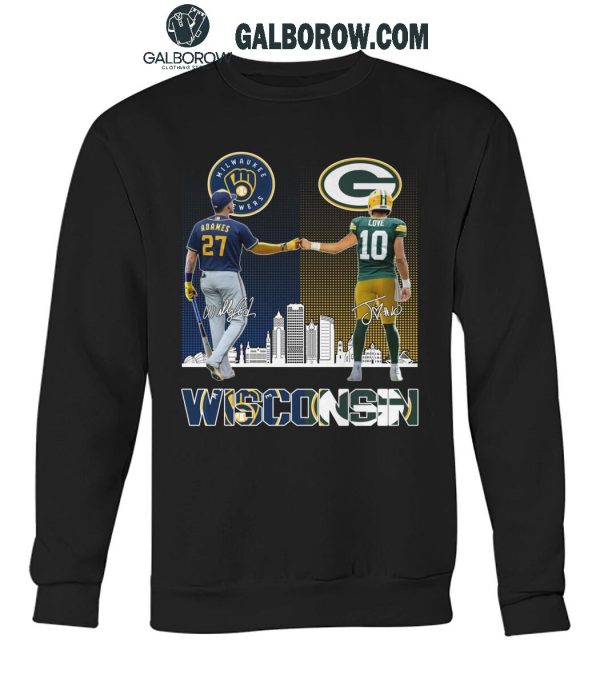 Milwaukee Brewers 2024 Willy Adames Green Bay Packers Jordan Love T-Shirt