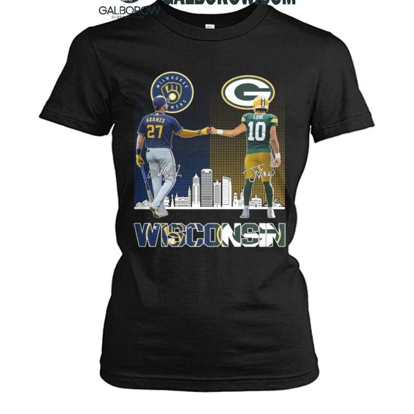 Milwaukee Brewers 2024 Willy Adames Green Bay Packers Jordan Love T Shirt