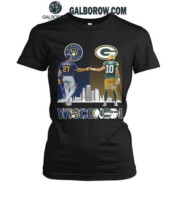 Milwaukee Brewers 2024 Willy Adames Green Bay Packers Jordan Love T-Shirt