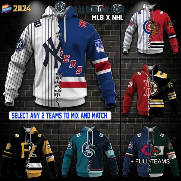 NHL And MLB Mix 2 Team Sports Fan 2024 Personalized Hoodie T-Shirt