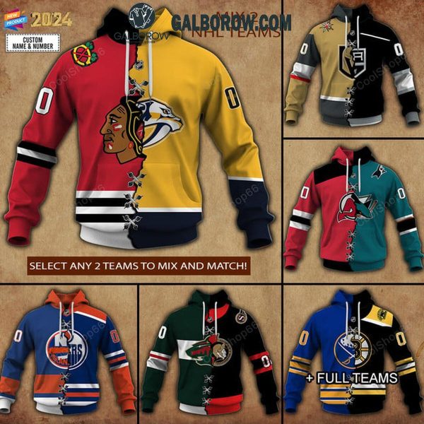 National Hockey League NHL Mix 2 Team Sports Fan 2024 Personalized Hoodie T-Shirt