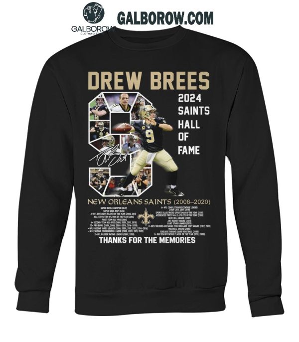 New Orleans Saints Drew Brees 2024 Hall Of Fame T-Shirt