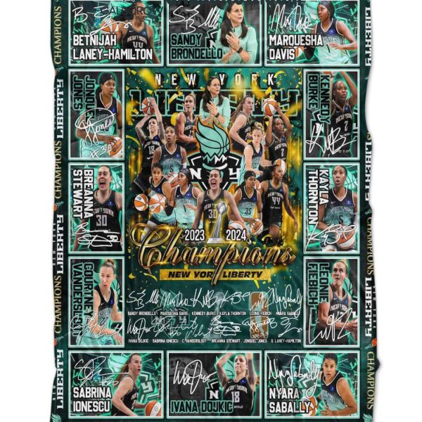 New York Liberty 2023 2024 Champions Fleece Blanket Quilt