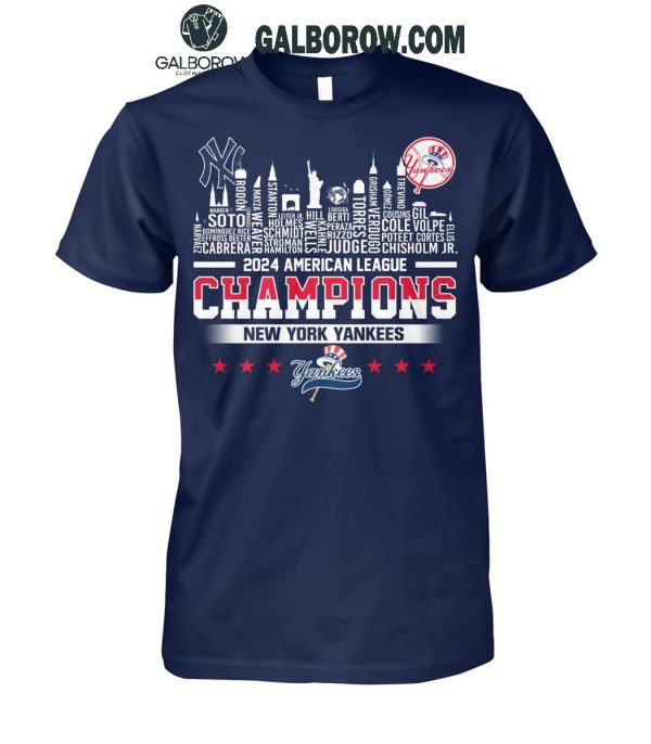 New York Yankees American League Champions 2024 New Yorkers Skyline T-Shirt