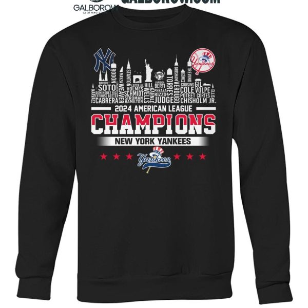 New York Yankees American League Champions 2024 New Yorkers Skyline T Shirt