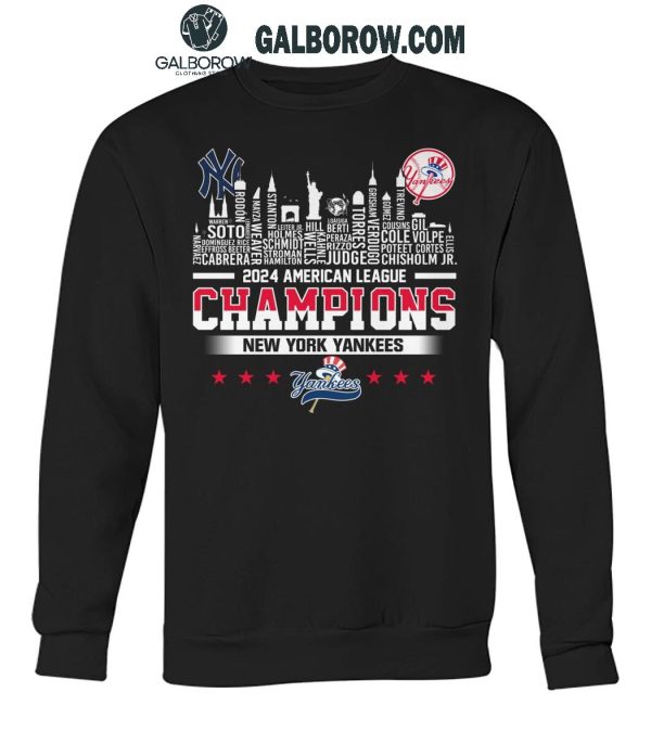 New York Yankees American League Champions 2024 New Yorkers Skyline T-Shirt