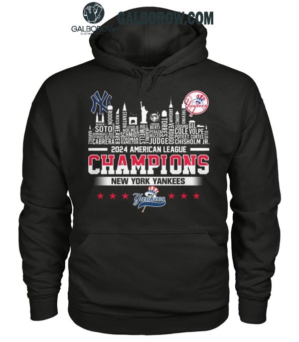 New York Yankees American League Champions 2024 New Yorkers Skyline T-Shirt