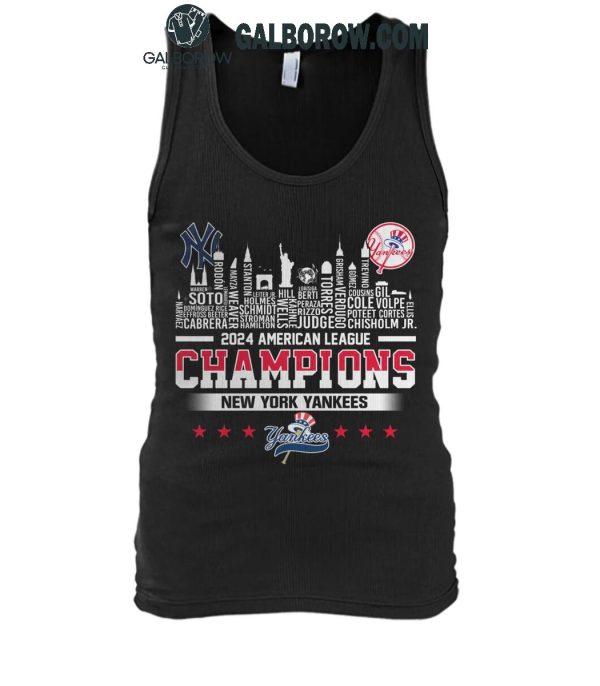 New York Yankees American League Champions 2024 New Yorkers Skyline T-Shirt