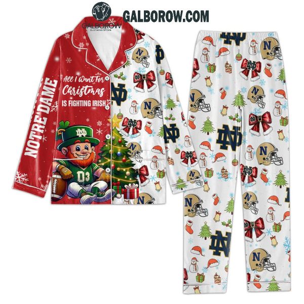 Notre Dame Fighting Irish Christmas 2024 Fighting Irish Polyester Pajamas Set