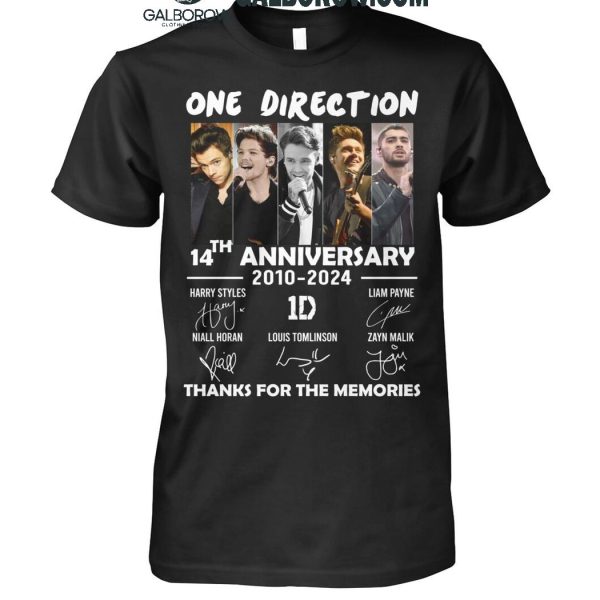 One Direction 14th Anniversary 2010-2024 Thank You For The Memories T-Shirt