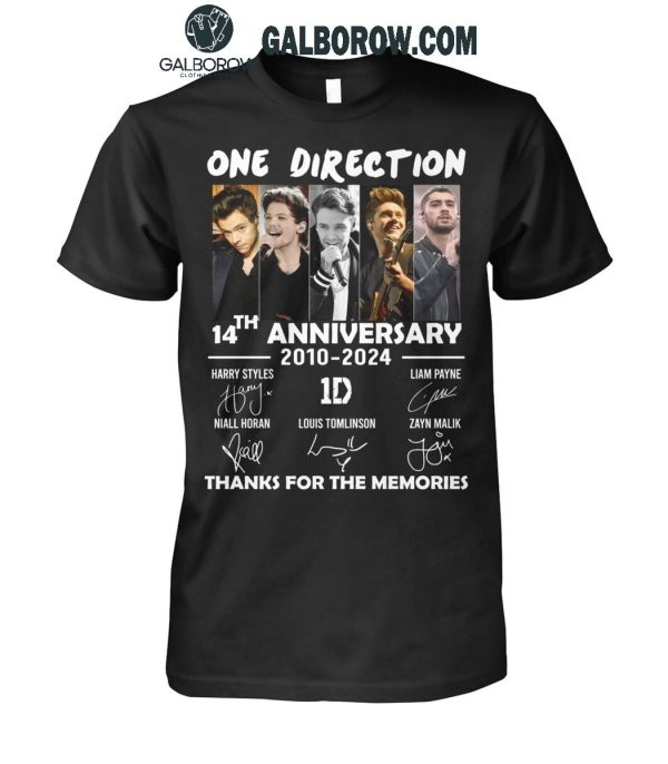 One Direction 14th Anniversary 2010-2024 Thank You For The Memories T-Shirt