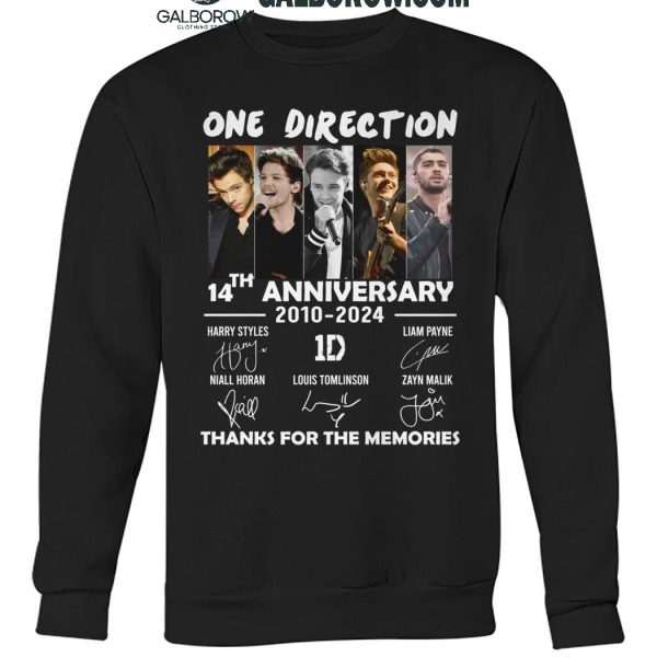 One Direction 14th Anniversary 2010 2024 Thank You For The Memories T Shirt