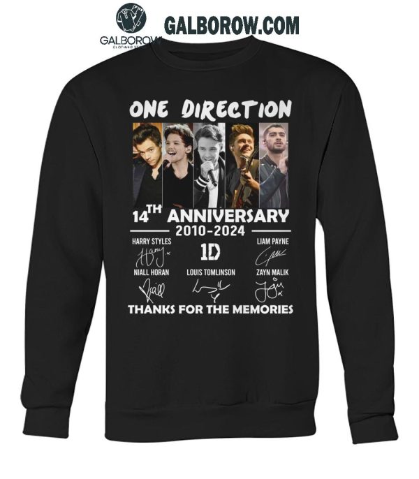 One Direction 14th Anniversary 2010-2024 Thank You For The Memories T-Shirt