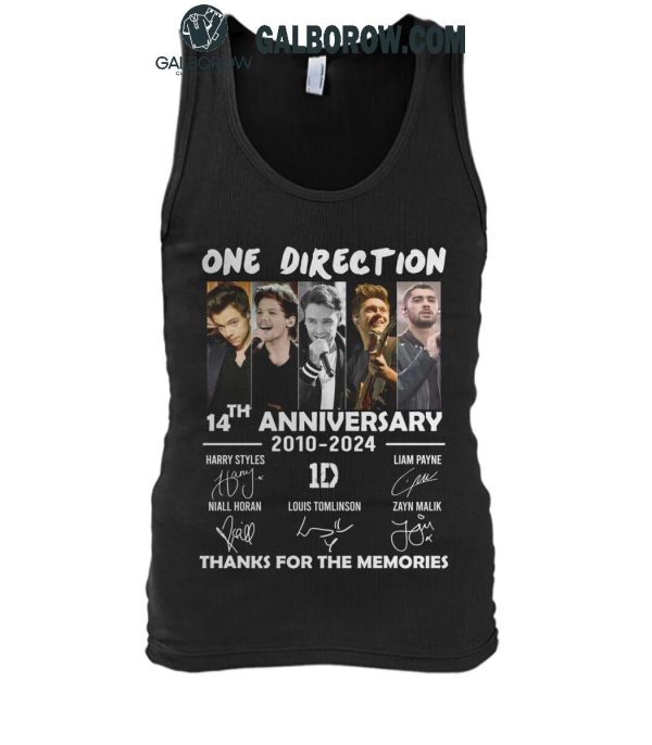 One Direction 14th Anniversary 2010-2024 Thank You For The Memories T-Shirt