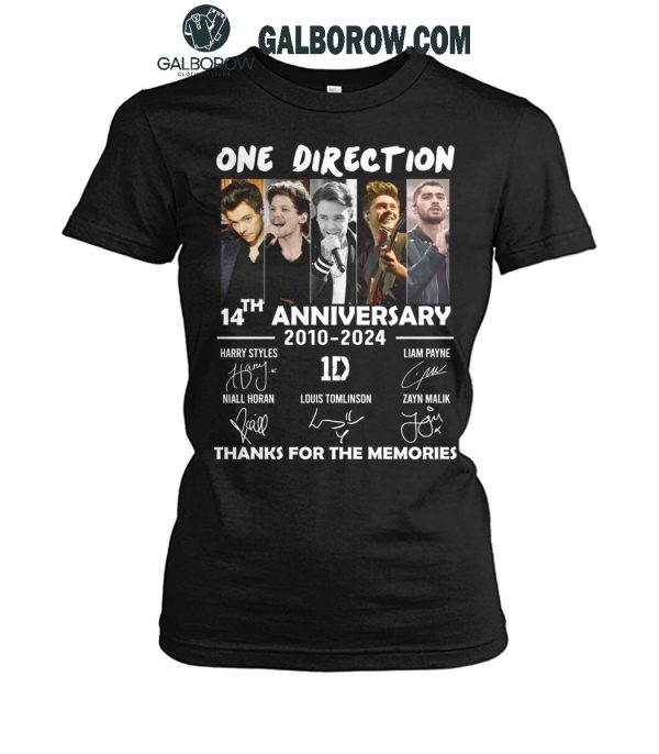 One Direction 14th Anniversary 2010-2024 Thank You For The Memories T-Shirt