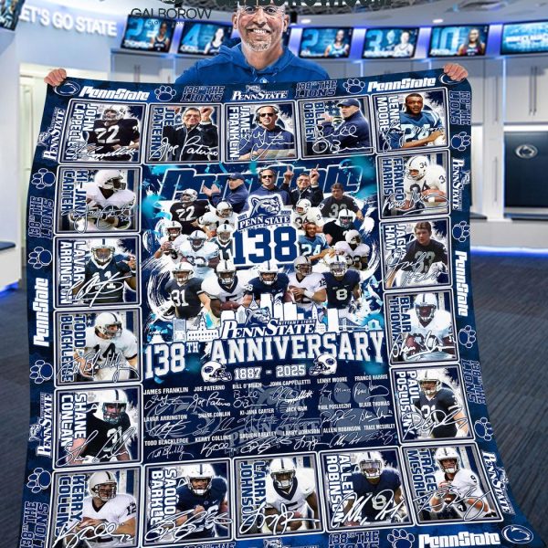 Penn State Nittany Lions 138th Anniversary 1887-2025 Fleece Blanket Quilt