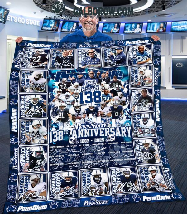 Penn State Nittany Lions 138th Anniversary 1887-2025 Fleece Blanket Quilt