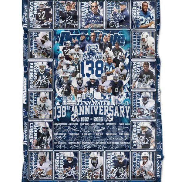 Penn State Nittany Lions 138th Anniversary 1887 2025 Fleece Blanket Quilt