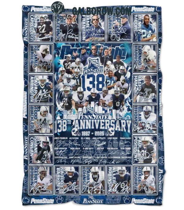 Penn State Nittany Lions 138th Anniversary 1887-2025 Fleece Blanket Quilt