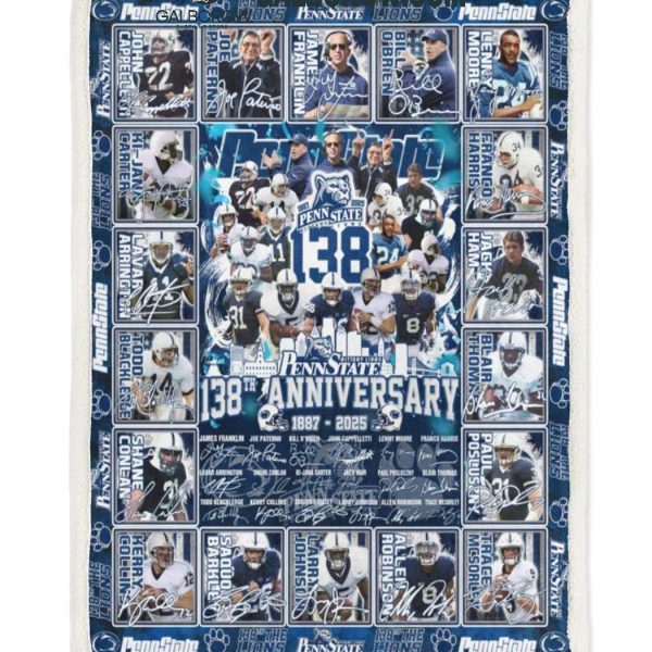 Penn State Nittany Lions 138th Anniversary 1887 2025 Fleece Blanket Quilt