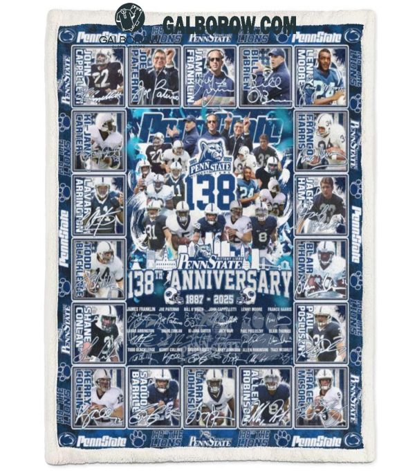 Penn State Nittany Lions 138th Anniversary 1887-2025 Fleece Blanket Quilt