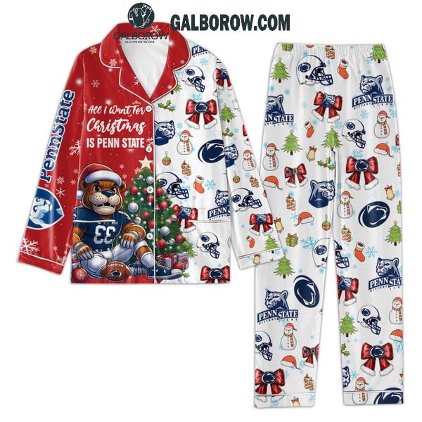 Penn State Nittany Lions I Want Penn State In Christmas Polyester Pajamas Set