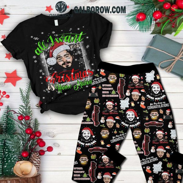 Post Malone All I Want Is Home Malone For Christmas Fleece Pajamas Set