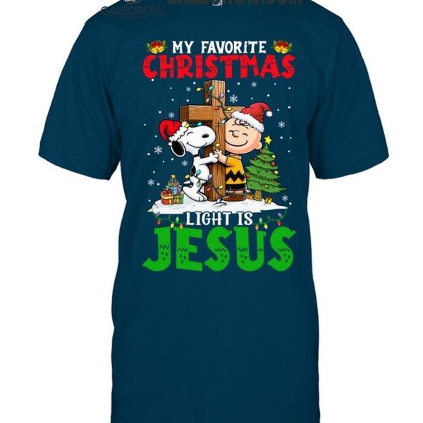 Snoopy Charlie Brown My Favorite Christmas Light Is Jesus T-Shirt