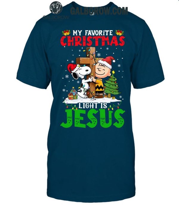 Snoopy Charlie Brown My Favorite Christmas Light Is Jesus T-Shirt