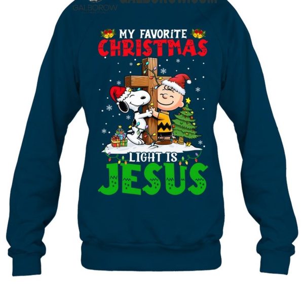 Snoopy Charlie Brown My Favorite Christmas Light Is Jesus T Shirt