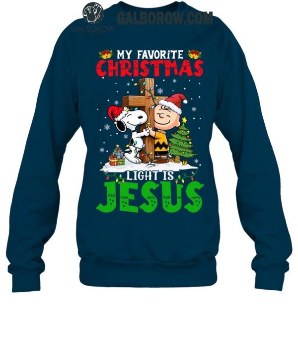 Snoopy Charlie Brown My Favorite Christmas Light Is Jesus T-Shirt