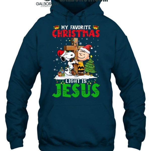 Snoopy Charlie Brown My Favorite Christmas Light Is Jesus T Shirt