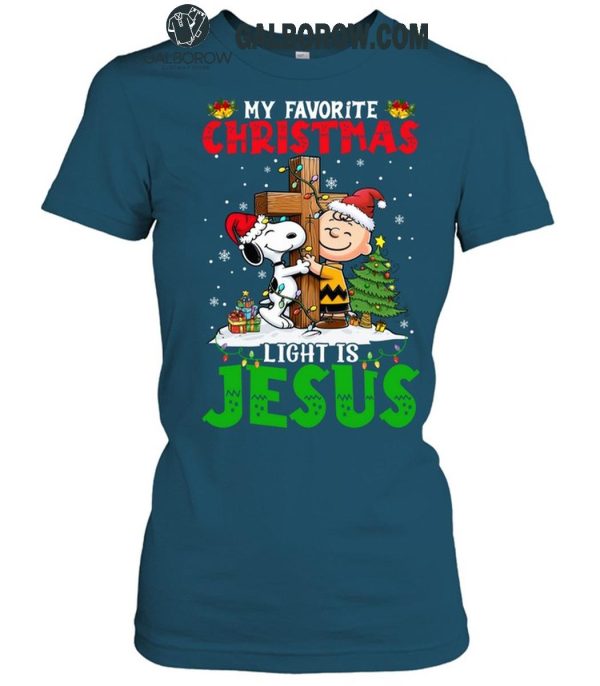 Snoopy Charlie Brown My Favorite Christmas Light Is Jesus T-Shirt