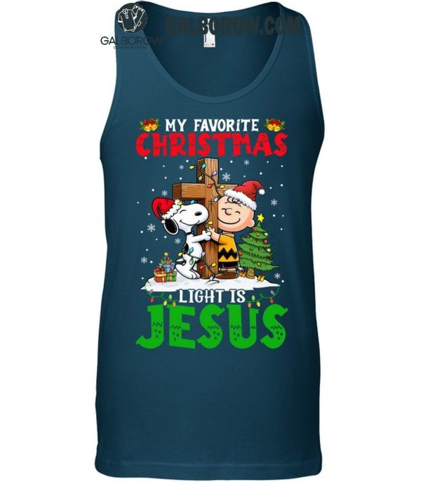 Snoopy Charlie Brown My Favorite Christmas Light Is Jesus T-Shirt