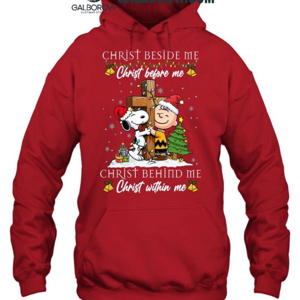 Snoopy Christmas Beside Me Christ Before Me Christ Behind Me Within Me T Shirt