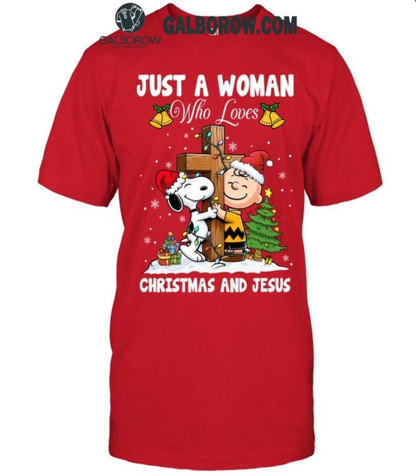 Snoopy Just A Woman Who Loves Christmas And Jesus 2024 T-Shirt