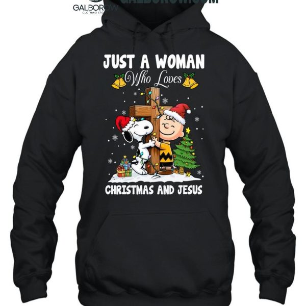 Snoopy Just A Woman Who Loves Christmas And Jesus 2024 T Shirt