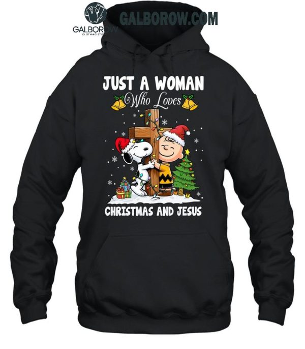 Snoopy Just A Woman Who Loves Christmas And Jesus 2024 T-Shirt