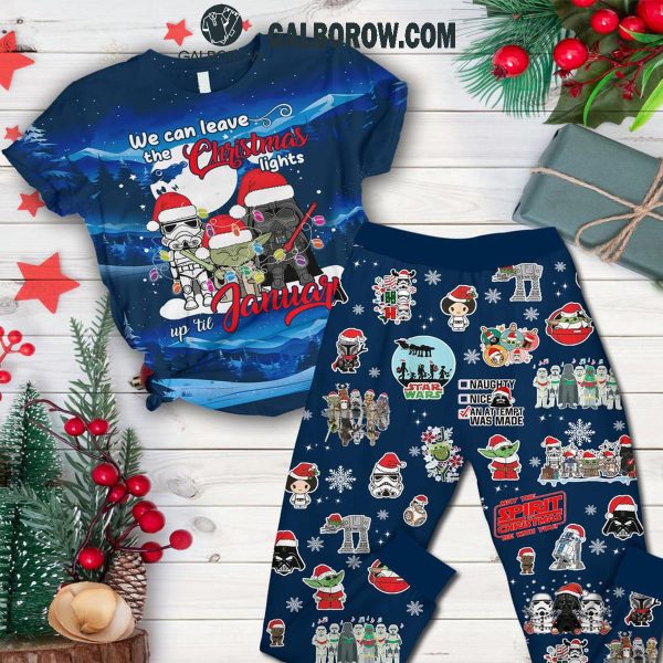 Star Wars 2024 We Can Leave The Christmas Light Up ‘Til January Fleece Pajamas Set